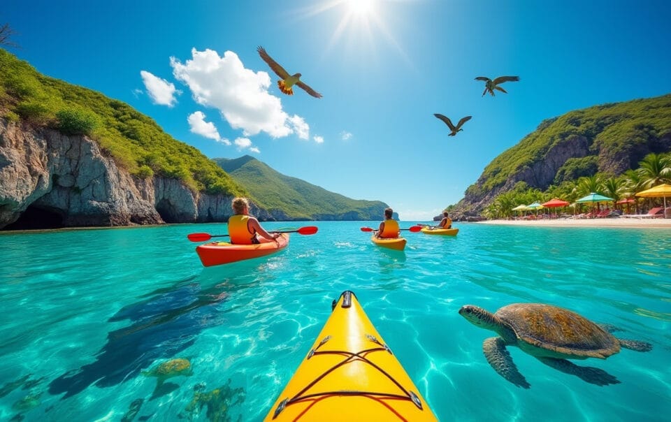 vivez une expérience inoubliable avec notre tour en kayak à la découverte des magnifiques plages de la baie de deshaies. explorez des paysages paradisiaques, observez la faune marine et profitez de moments de détente au cœur de la nature.